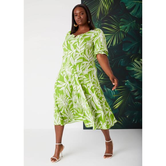 NWT U Ring Tropical Print Midi Dress Sz 18/20 - Picture 5 of 5